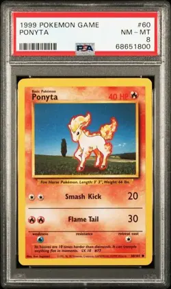 1999 POKEMON GAME #60 PONYTA PSA 8 - Image 1