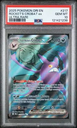 Team Rocket's Crobat ex 217/182 PSA 10 Pokemon Destined Rivals Ultra Rare - Image 1