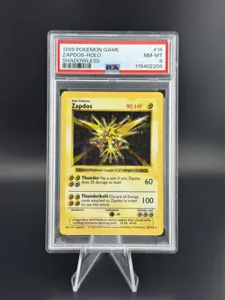 1999 Wizards of the Coast Pokemon Base Set Shadowless Holo Zapdos #16 PSA 8 WOTC - Image 1