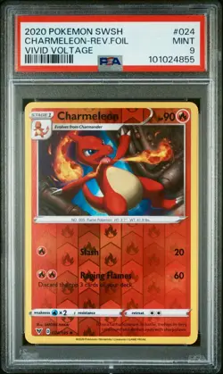 Charmeleon Reverse Holo Foil Vivid Voltage Sword & Shield PSA 9 Pokemon #24 - Image 1
