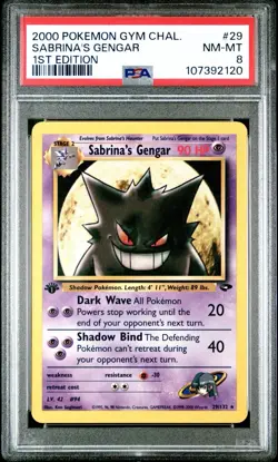 Sabrina’s Gengar PSA 8 1st Edition Gym Challenge Pokemon Card 29/132 2000 - Image 1