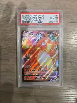 PSA 10 GEM Mint Charizard VMAX SWSH 20/189 Darkness Ablaze Pokemon Card - Image 1