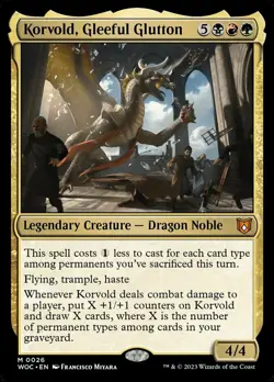 1 x Korvold, Gleeful Glutton - Foil - Commander: Wilds of Eldraine - NM-Mint - M - Image 1
