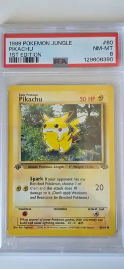 1999 Pikachu 60/64 Jungle First 1st Edition PSA 8 NM-MT POKEMON - Image 3