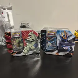 Tyranitar V & Empoleon V Strikers Tin - 3x Evolving Skies Packs Each - Image 1