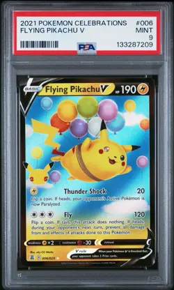 2021 Pokemon Celebrations Flying Pikachu V #006 Sword & Shield PSA 9 Mint - Image 1