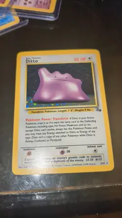 Ditto 3/62 Fossil Unlimited Holo Rare Pokemon TCG - Image 1