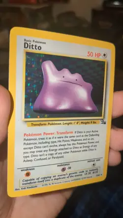 Ditto 3/62 Fossil Unlimited Holo Rare Pokemon TCG - Image 2