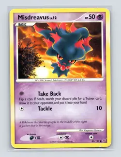 Pokemon TCG Misdreavus 83/127 Platinum Normal HP - Image 1