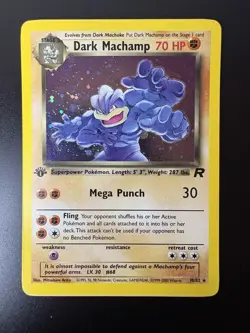 1st Edition Holo Rare Dark Machamp WOTC Pokemon Team Rocket Heavy use - Image 1