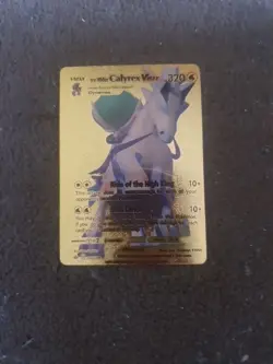 ❄Ice Rider Calyrex Vmax Rainbow Gold Foil Fan Art Textured Pokemon Card - Image 1