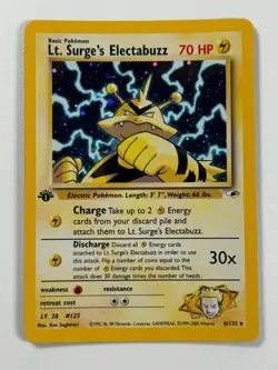 Pokemon Cards Lt. Surge's Electabuzz 6/132 1ST EDITION Gym Heroes WOTC Holo Rare - Image 1