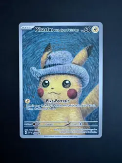 MINT Pikachu with Grey Felt Hat SVP 085 Promo Card Pokemon Van Gogh TCG - Image 1