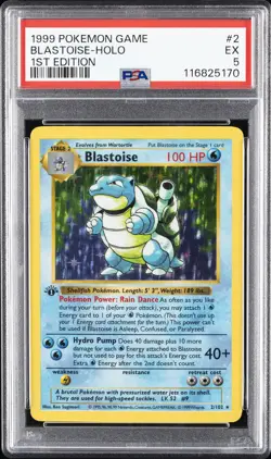 1999 POKEMON BASE SET 1ST EDITION #2 BLASTOISE-HOLO PSA 5 - Image 1