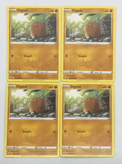 POKEMON TCG SWORD & SHIELD Base Diglett x4 4x Common Playset #092/202 Unplayed! - Image 1