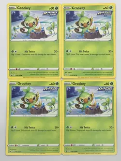 POKEMON TCG Chilling Reign GROOKEY x4 4x Common Playset #016/198 Pack Fresh NM! - Image 1