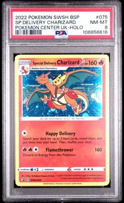 Pokemon PSA 8 Special Delivery Charizard SWSH075 Promo Near Mint - Mint - Image 1