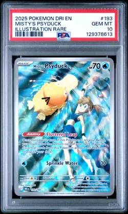 PSA 10 GEM MINT Pokemon TCG Misty's Psyduck Destined Rivals 193/182 Illustration - Image 3
