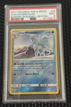 2017 Pokemon Sun & Moon Alolan Ninetales Reverse Holo #28 PSA 9 Mint - Image 1