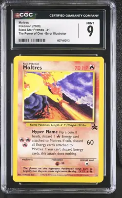 CGC 9 MINT Moltres Black Star Promo 21 Pokemon Card - Image 1