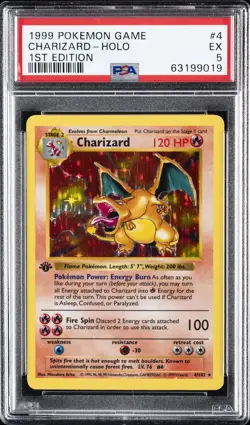 1999 POKEMON BASE SET 1ST EDITION #4 CHARIZARD-HOLO PSA 5 - Image 1