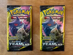 Pokemon Sun & Moon Team Up 3 Card Mini Booster Pack Lot -2x- Gengar Mimikyu Art - Image 1