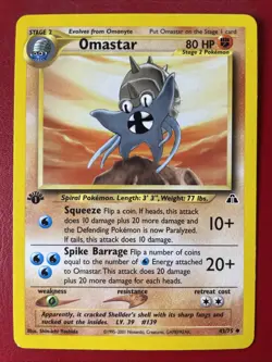 Omastar 43/75 Neo Discovery Regular First Edition wotc Pokemon Card - Image 1