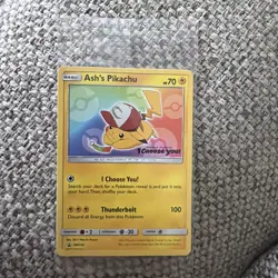 Ash’s Pikachu SM108 Non Holo Ultra Rare Promo Pokemon Card MINT Sealed Original - Image 1