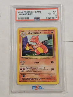 1999 Pokemon Game #24 Charmeleon PSA 8 NM-MT Base Set - Image 1