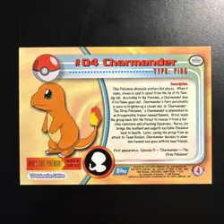 Charmander #4 1999 Topps Pokemon TV Animation Edition Series 1 Blue Logo - Image 2