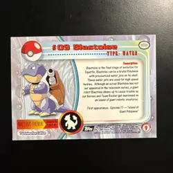 1999 Topps Pokemon TV Animation Series 1 Black Logo Back #9 Blastoise - Image 2