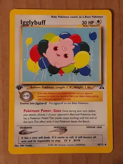 Pokemon Igglybuff 40/75 Neo Discovery 1st Edition LP-NM See Pictures - Image 1