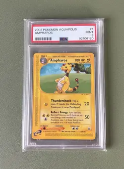 Ampharos 1/147 Aquapolis 2003 EN PSA 9 Pokemon TCG Slab - Image 1