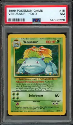 1999 Pokemon Base Set Venusaur 15/102 Holo PSA 7 NM Rare Holo - Image 1