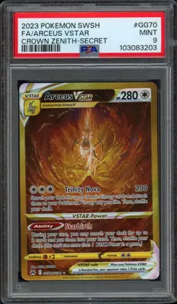 2023 Pokemon Crown Zenith Arceus Vstar GG70/GG70 PSA 9 Mint Full Art Secret Rare - Image 1
