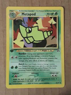 Pokemon Metapod 43/75 Neo Discovery 1st Edition LP-NM See Pictures - Image 1