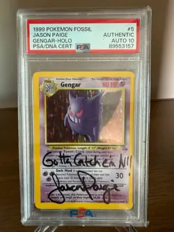 AUTO PSA 10 Jason Paige signed 1999 Pokemon Fossil Gengar holo Autographed - Image 3