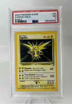 PSA 7 ZAPDOS HOLO 20/130 BASE SET 2 POKEMON 2000 ENGLISH - Image 1