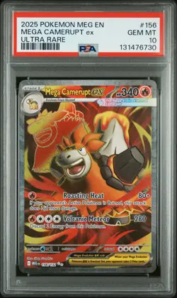 2025 POKEMON MEG EN-MEGA EVOLUTION ULTRA RARE #156 MEGA CAMERUPT EX PSA 10 - Image 1