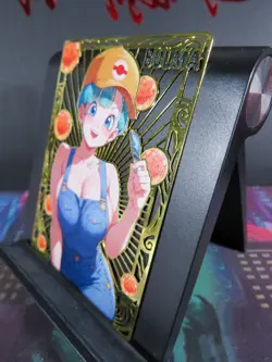 Bulma Gold Metal Dragon Ball Collectible Card NM Anime Goddess Waifu Doujin - Image 2