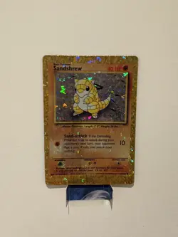 Sandshrew 62/102 Base Set Vending Sticker Holo Prism Pokemon Card - Image 1