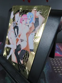 Rem & Ram Re:Zero Gold Metal Collectible Card NM Anime Goddess Waifu Doujin Sexy - Image 2
