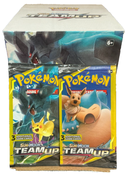 Pokemon Sun & Moon Team Up 3 Card Mini Booster Packs Gravity Feed - 96 Packs - Image 1