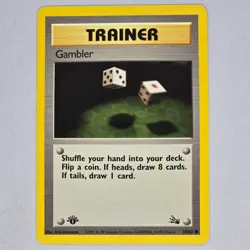 Gambler 60/62 Fossil 1st Edition Common Vintage Pokemon Card WOTC TCG English LP - Image 1
