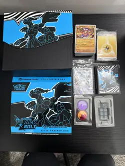 POKEMON CENTER TCG: Black Bolt ETB Opened w/ accessories, PROMO & Bulk cards NM - Image 1