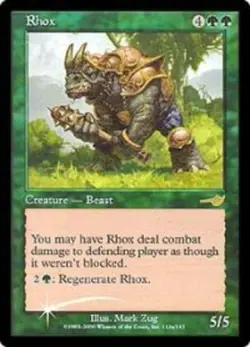 1 x Rhox - Alternate Art Foil - Nemesis - Moderate Play - MTG - Image 1