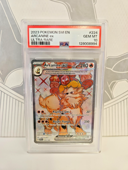 PSA 10 Arcanine EX Ultra Rare Full Art Pokemon TCG Scarlet & Violet 224/198 - Image 1
