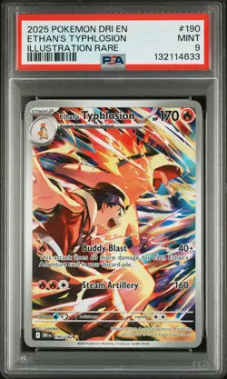 2025 POKEMON DRI EN-DESTINED RIVALS ILLUSTRATION RARE ETHAN'S TYPHLOSION PSA 9 - Image 1