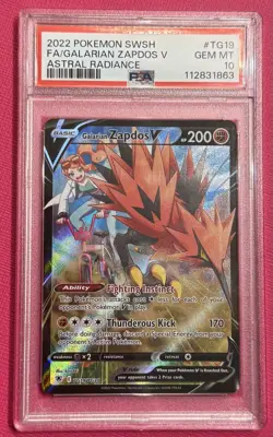 Pokemon 2022 Galarian Zapdos V TG19 Full Art Astral Radiance GEM MINT PSA 10 - Image 1
