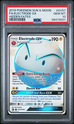 2019 POKEMON SUN & MOON HIDDEN FATES #SV57 FULL ART/ELECTRODE GX PSA 10 - Image 1